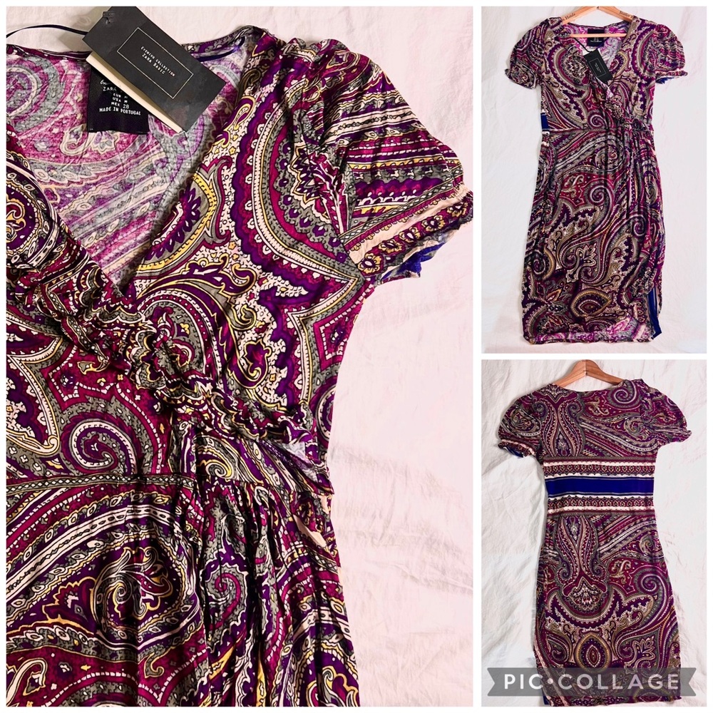ZARA BAISC Wrap T shirt Dress M Short Sleeves Casual Formal Summer Spring Fall